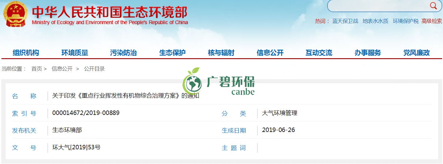生態(tài)環(huán)境部印發(fā)《重點行業(yè)揮發(fā)性有機物綜合治理方案》(圖1) 生態(tài)環(huán)境部印發(fā)《重點行業(yè)揮發(fā)性有機物綜合治理方案》(圖1)